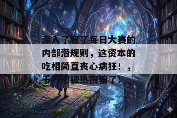 深入了解了每日大赛的内部潜规则，这资本的吃相简直丧心病狂！，千万别被热搜骗了！